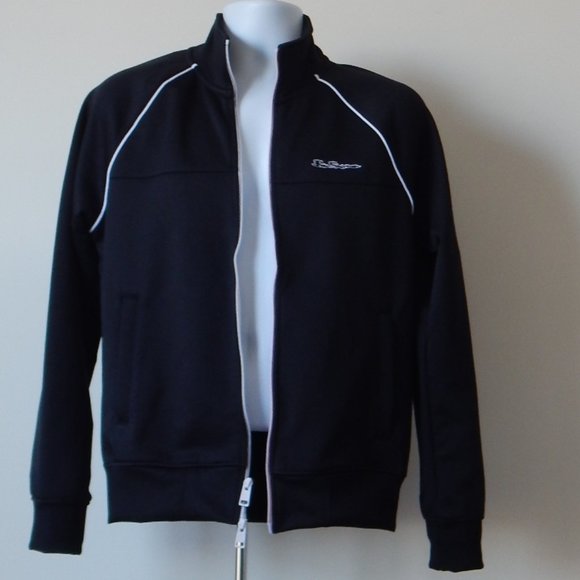 BEN SHERMAN ORIGINAL Full Zip COTTON Blend Track JACKET Black Raglan Sleeves NWT - Picture 3 of 8